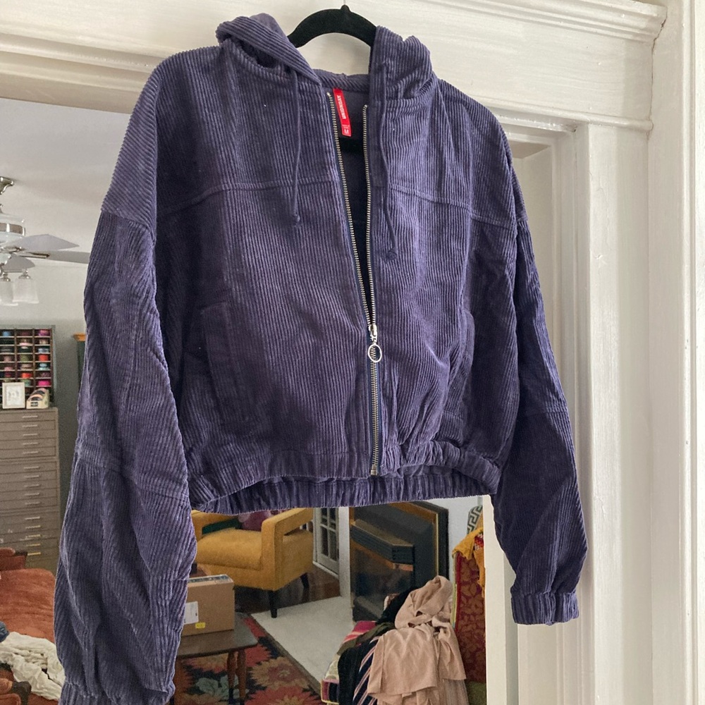 Corduroy hooded jacket
